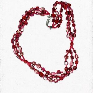19A. Red Shell Seed Bead Necklace